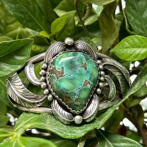 Turquoise Silver Old Pawn Cuff
